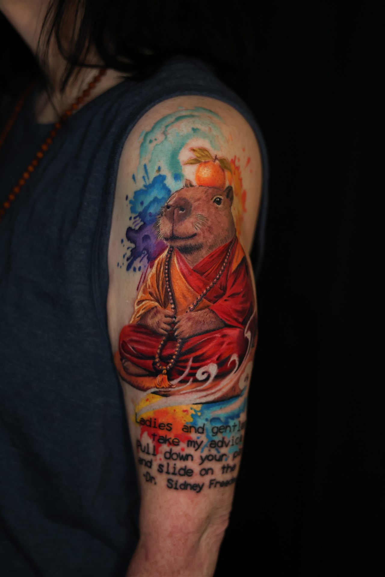 Capybara Buddha illustrative tattoo